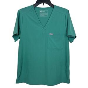 Figs Women's Teal Green Catarina One-Pocket Scrub Top, Medium